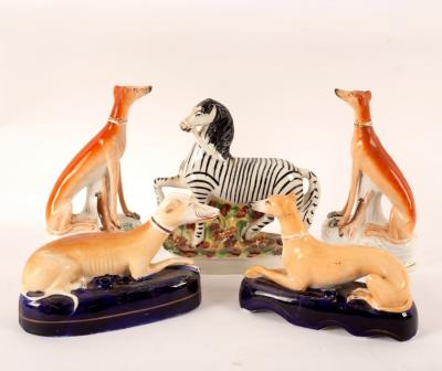 A Staffordshire pottery zebra, 21cm