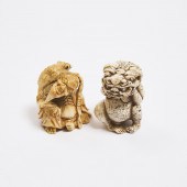 A Stag Antler Netsuke of Gama