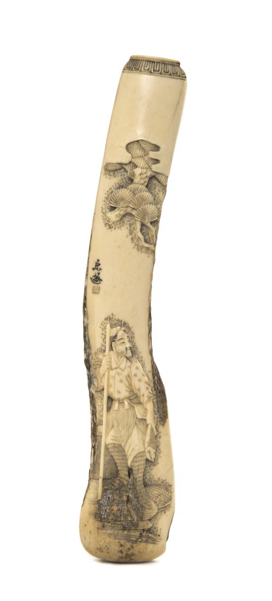 A Stag Antler Pipe Case the