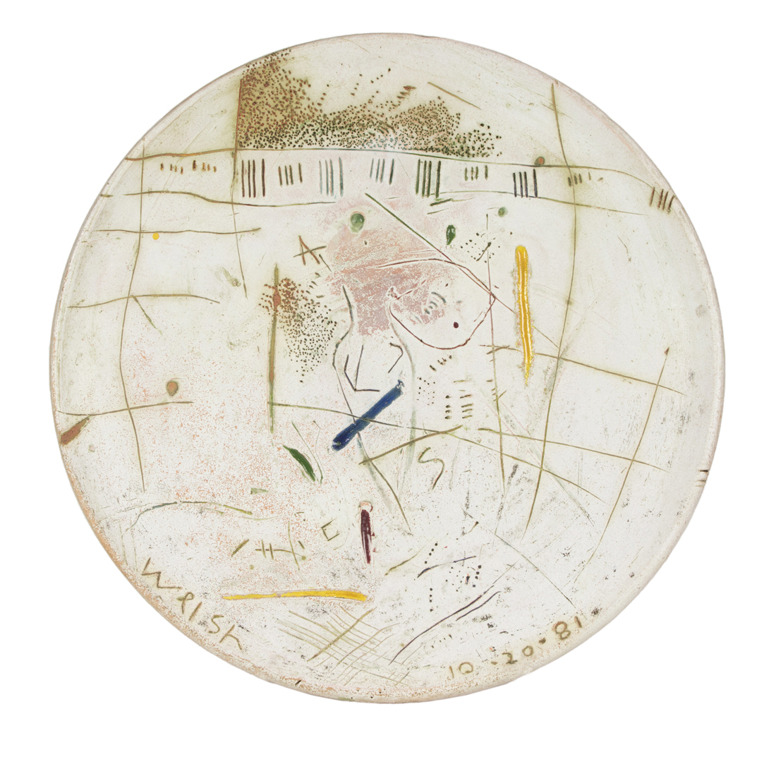A STAN WELSH CERAMIC PLATTER,