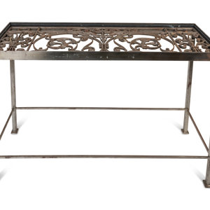 A Steel Console Table with a Cast