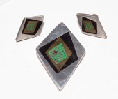 A STELLA POPOWSKI BROOCH & EAR