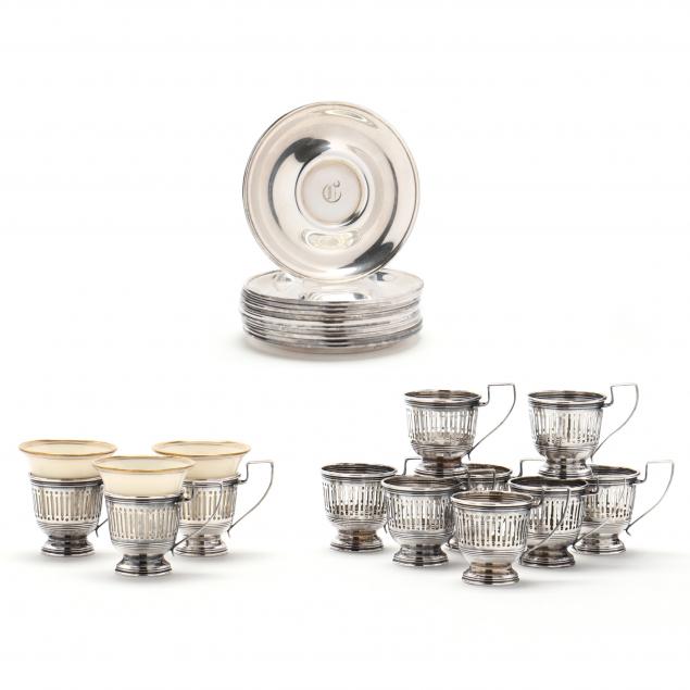 A STERLING SILVER AND PORCELAIN