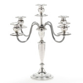A STERLING SILVER CANDELABRUM