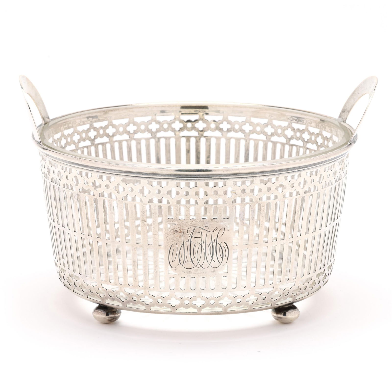 A STERLING SILVER ICE BASKET BY