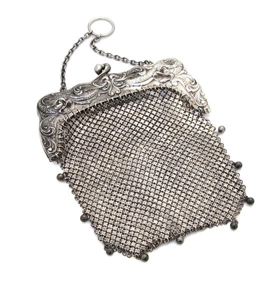 A Sterling Silver Mesh Purse having