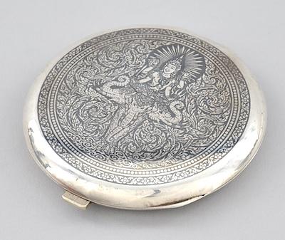 A Sterling Silver Niello Siamese