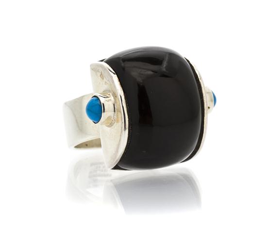 A Sterling Silver Onyx and