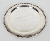 A STERLING SILVER TRAY, ENGRAV