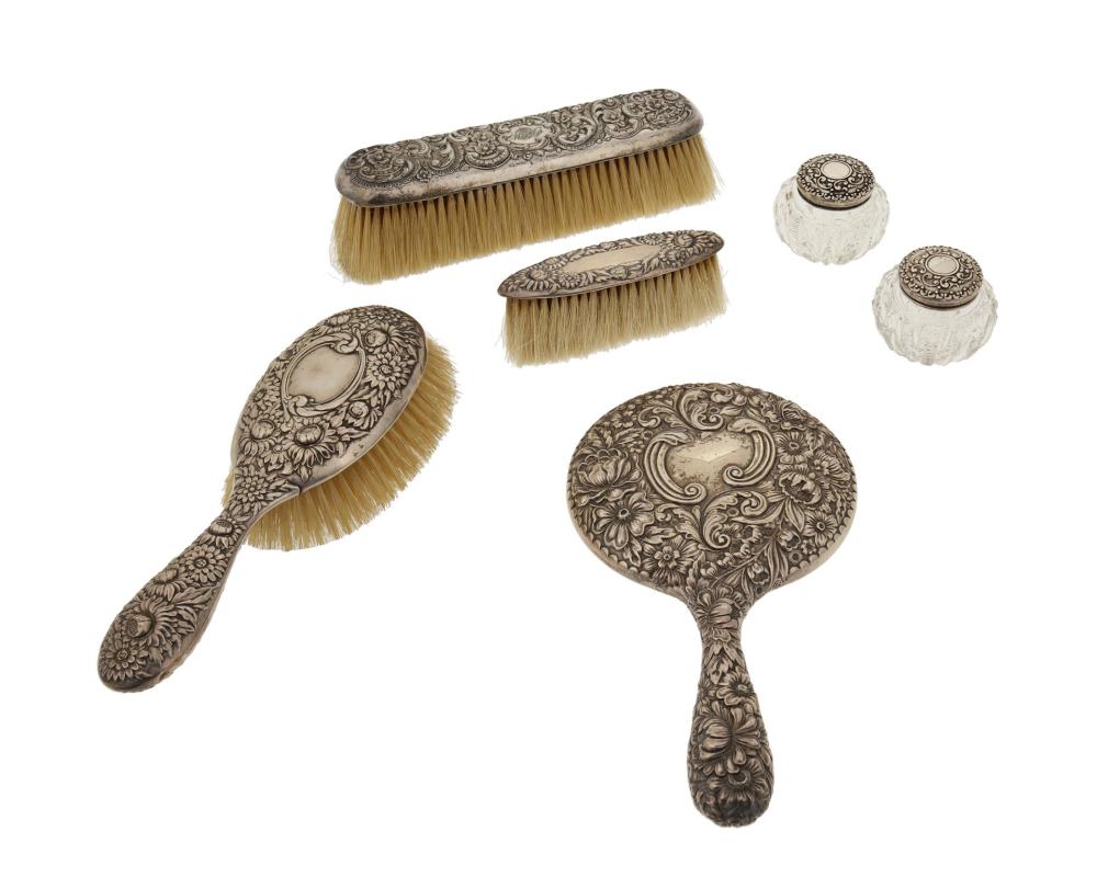 A STERLING SILVER VANITY SETA