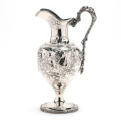 A STERLING SILVER WINE EWER, R