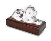 A STEUBEN CRYSTAL LION SCULPTU