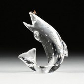 A STEUBEN CRYSTAL "TROUT AND F