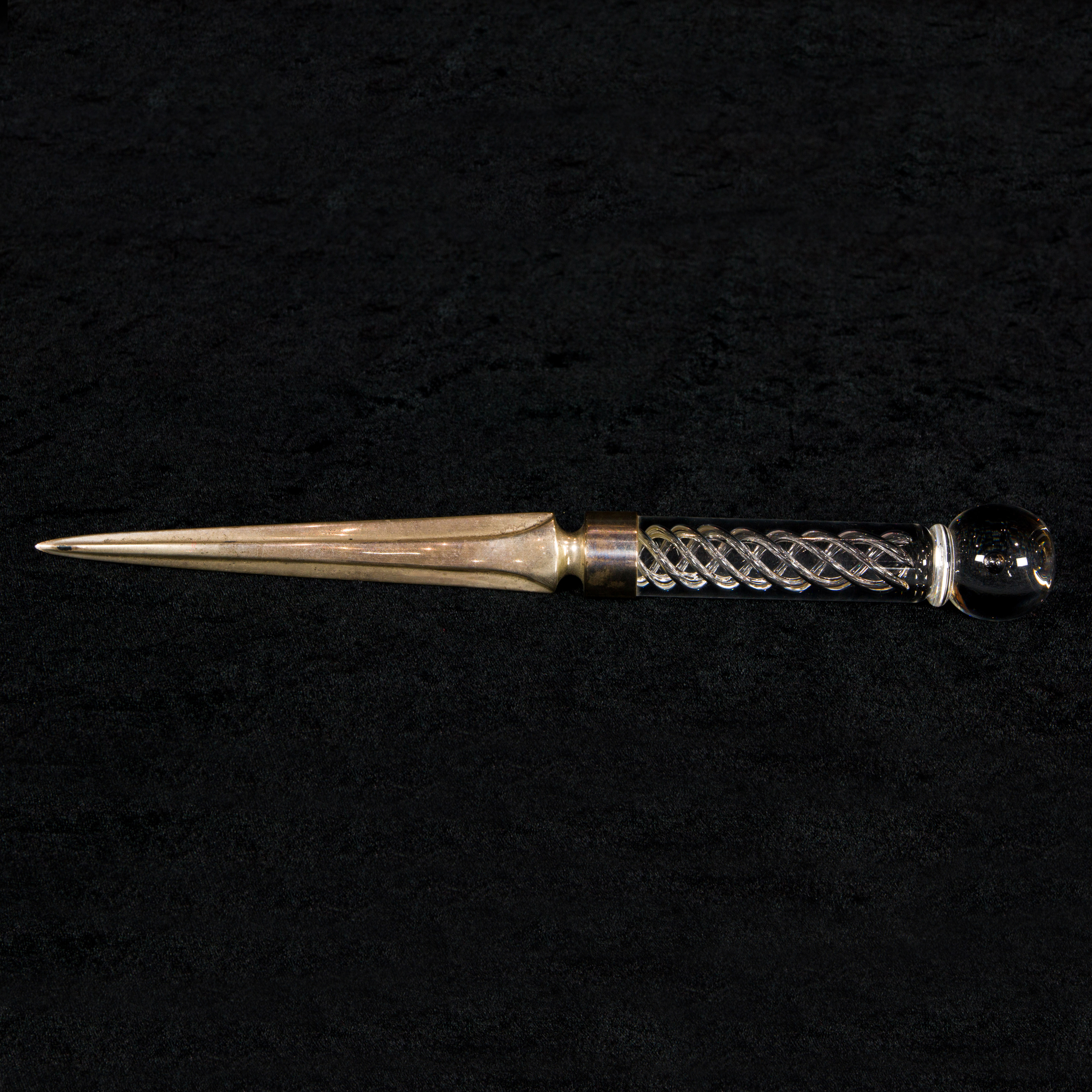 A STEUBEN GLASS AND STERLING SILVER