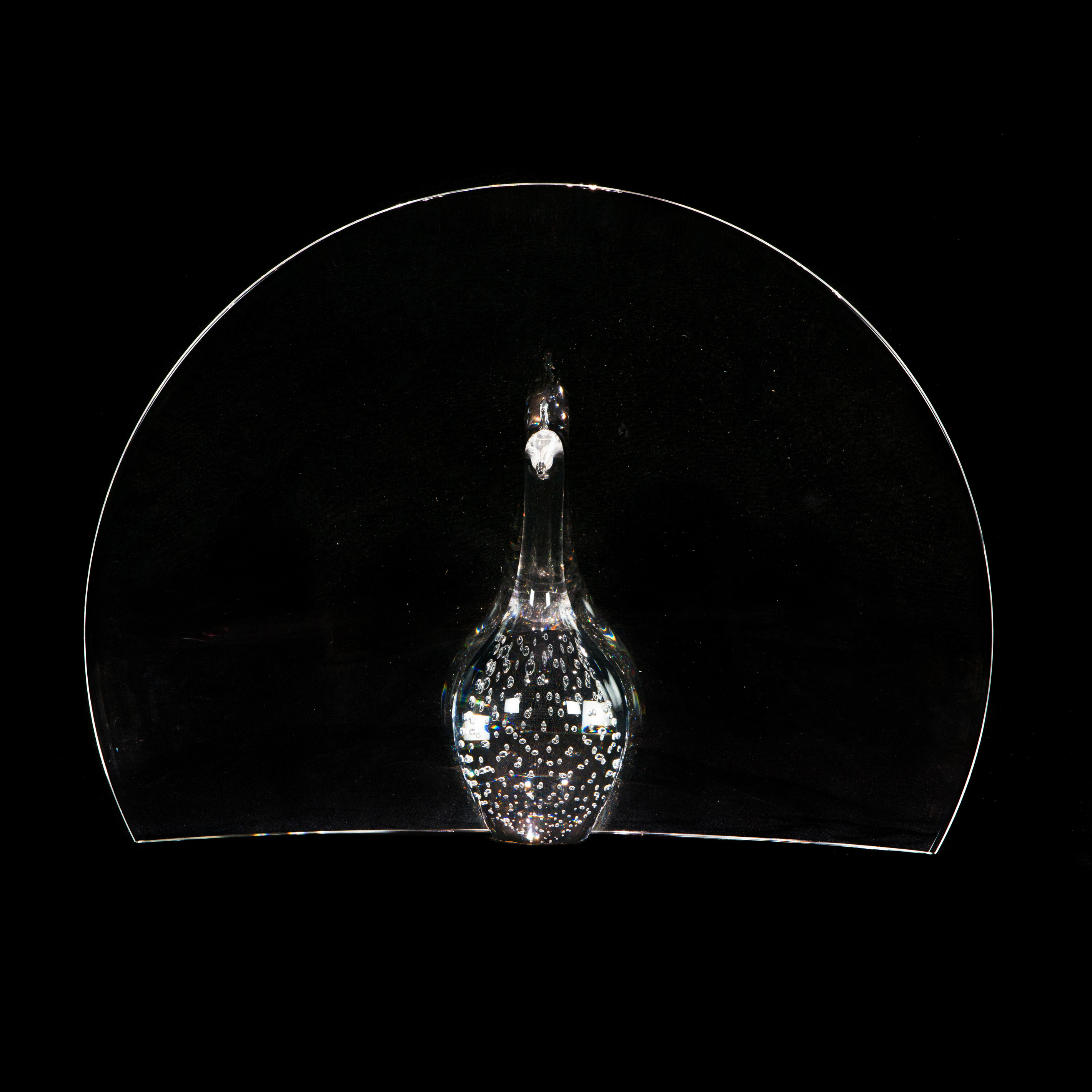 A STEUBEN GLASS PEACOCK DESIGNED BY