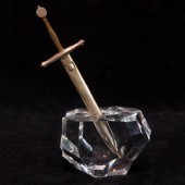 A STEUBEN GLASS, STERLING SILV