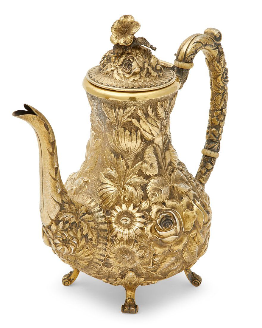 A STIEFF SILVER GILT ROSE DECORATED