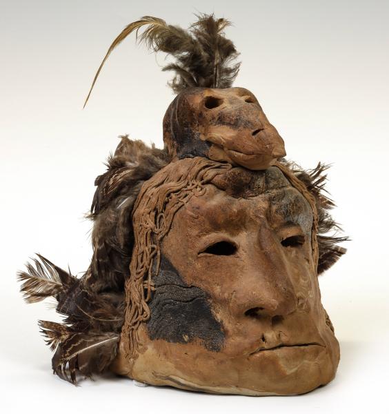 A STONEWARE PORTRAIT OF WARRIOR