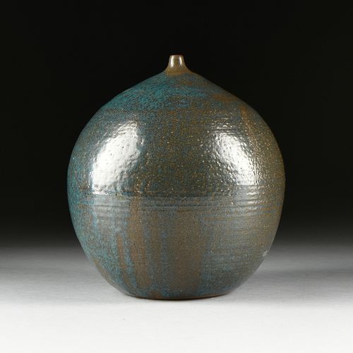A STUDIO BLUE SLIP GLAZED STONEWARE