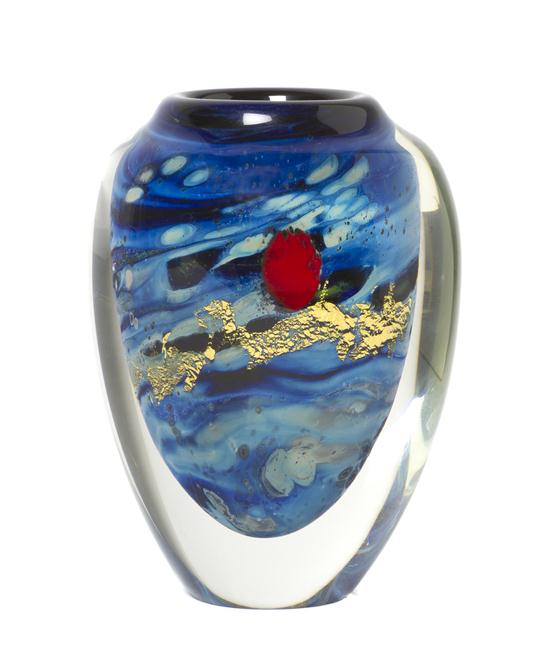 * A Studio Glass Paperweight Vase