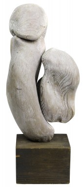A STUDIO WOOD TURNED SCULPTURE