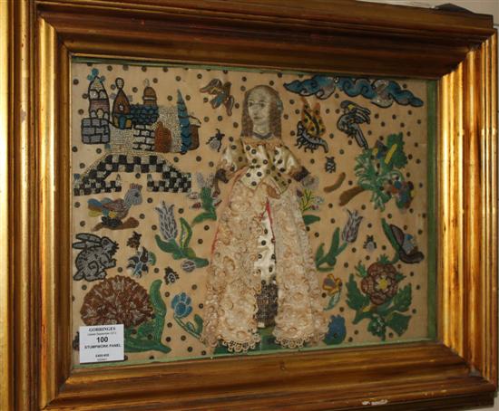 A stumpwork panel 17th century