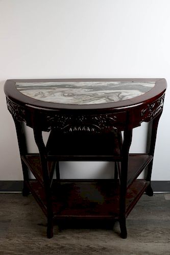 A SUANZHI MARBLE-INLAID DEMI-LUNE