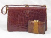A suede lined crocodile handba