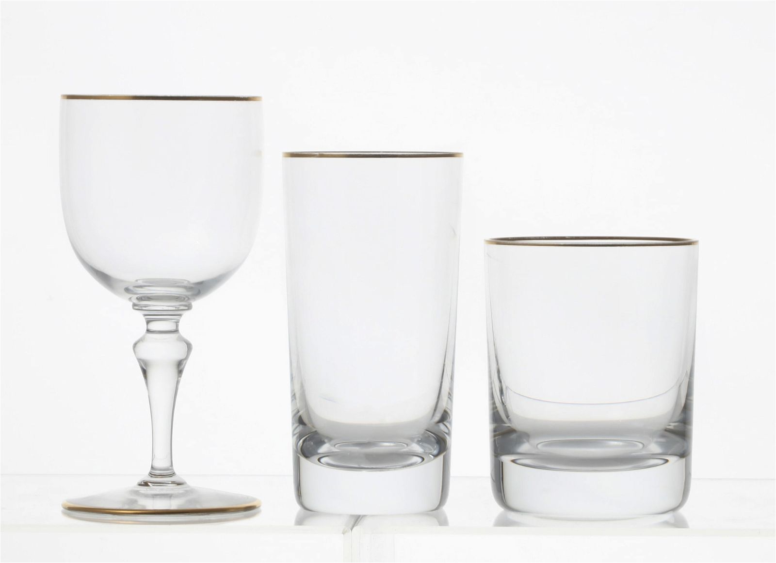 A SUITE OF BACCARAT GILT RIMMED