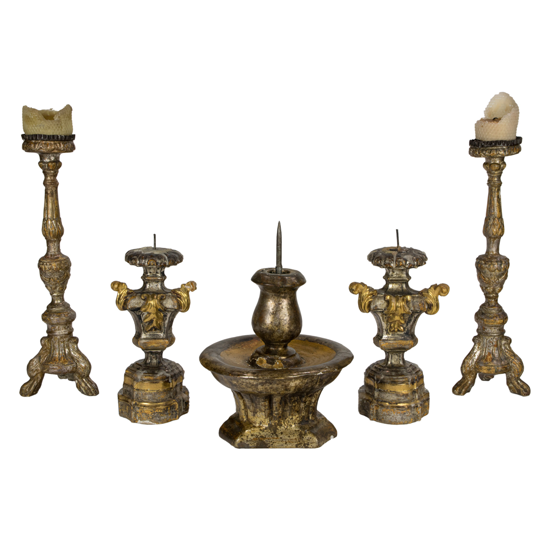 A SUITE OF FIVE BAROQUE SILVER GILT