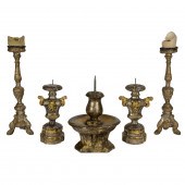 A SUITE OF FIVE BAROQUE SILVER