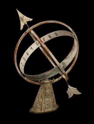 A sundial sphere, the oval base