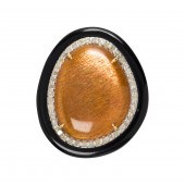 A SUNSTONE, ONYX, DIAMOND, SIL