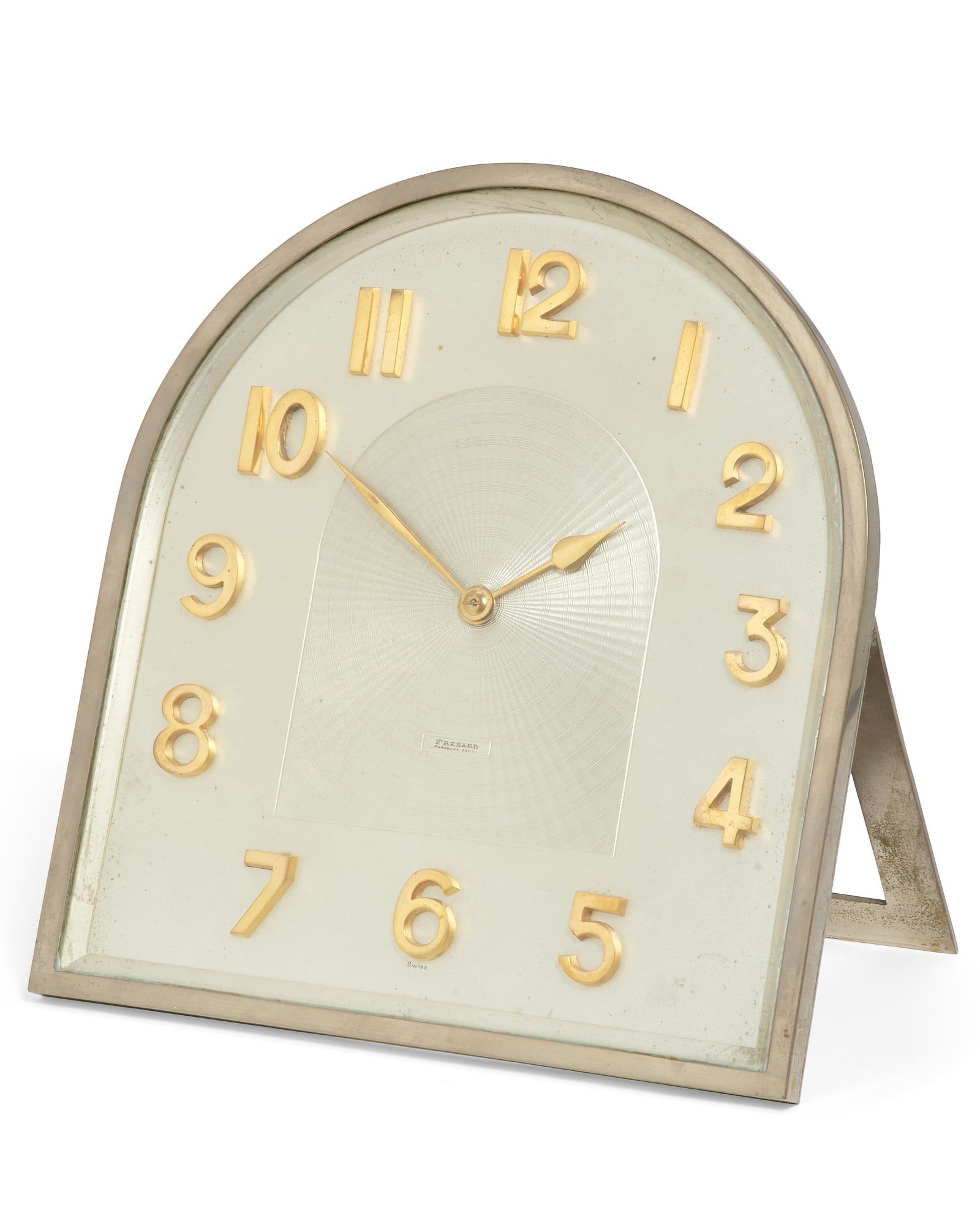 A SWISS ART DECO STEEL TABLE TIME