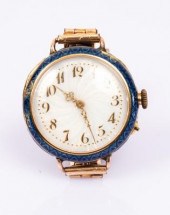 A Swiss enamel wristwatch by G