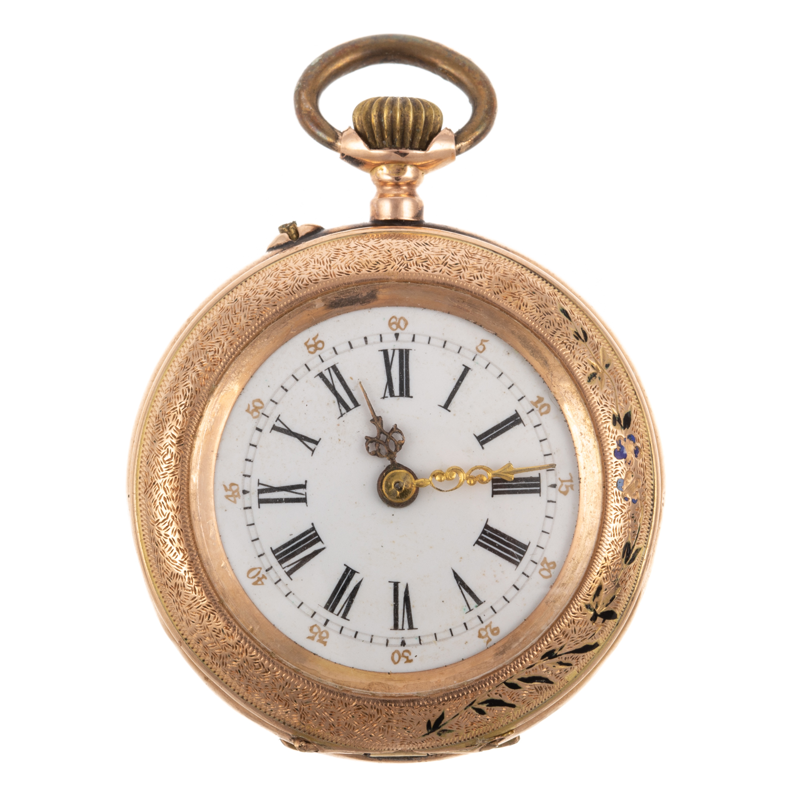 A SWISS ENAMELED POCKET WATCH IN