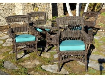 A synthetic outdoor wicker dining
