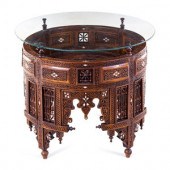 A Syrian Walnut and Glass Low