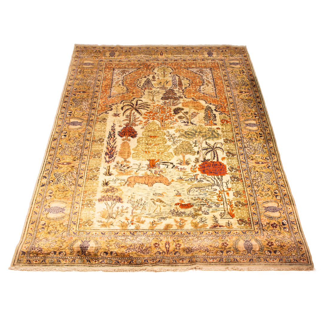 A TABRIZ STYLE SCENIC CARPET A
