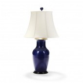 A TALL CHINESE MONOCHROME BLUE
