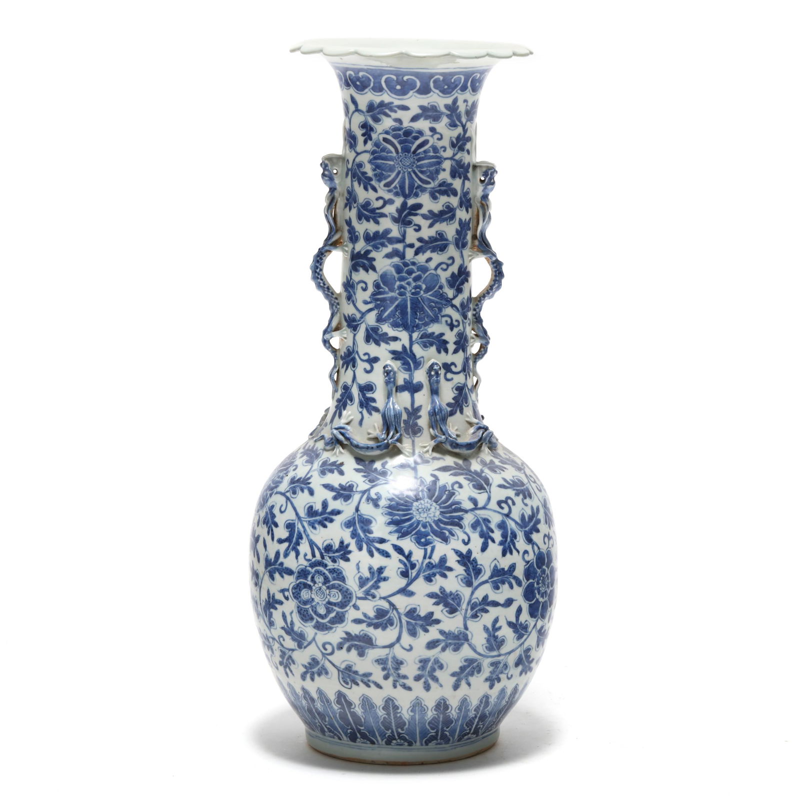 A TALL CHINESE PORCELAIN BLUE AND