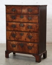 A TALL GEORGE III WALNUT CHEST