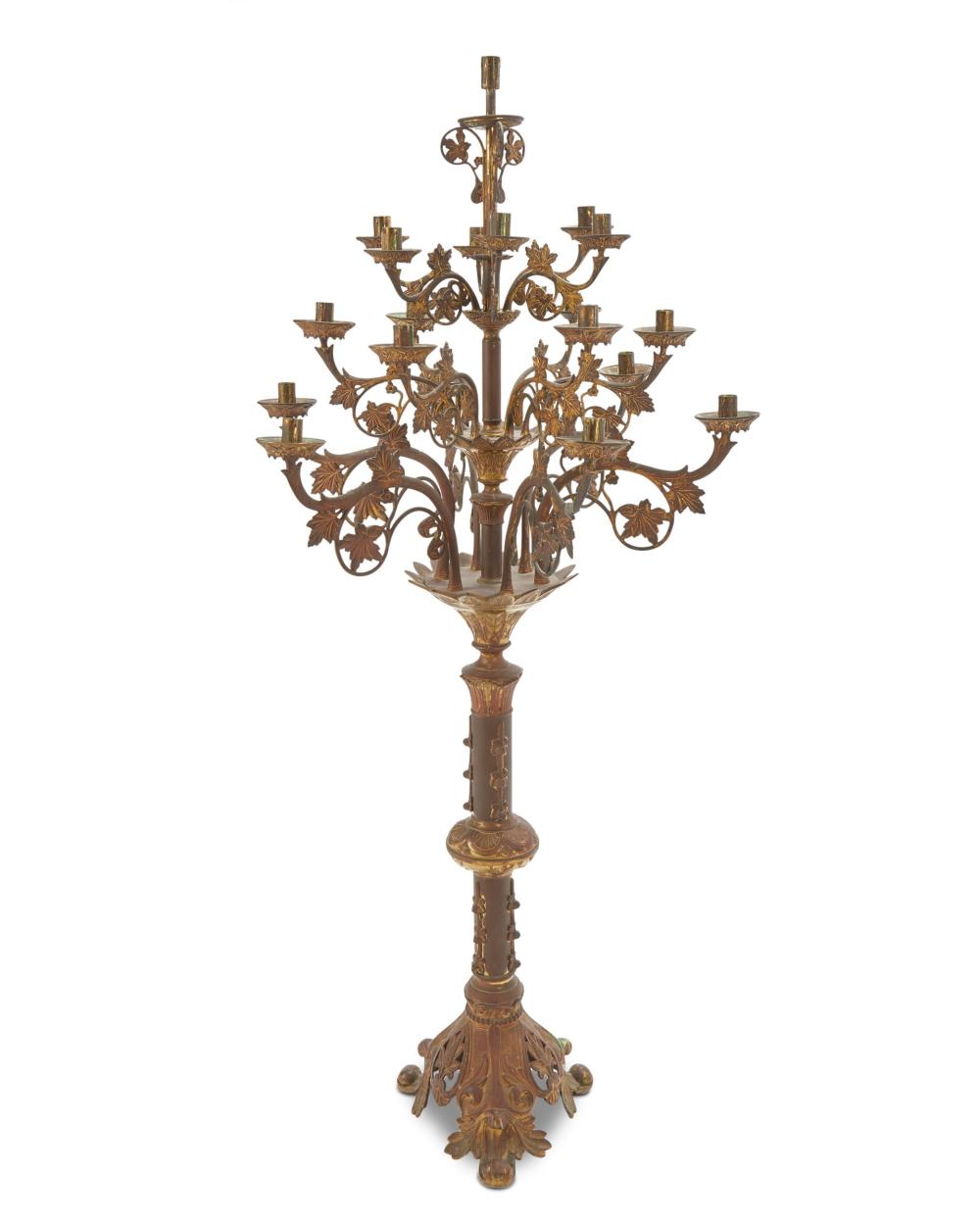 A TALL GILT-BRONZE STANDING