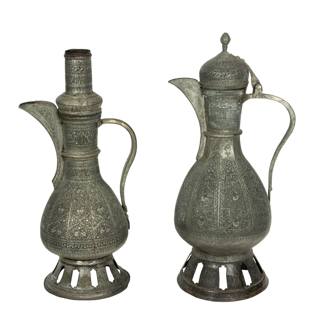 A TALL ISLAMIC REPOUSSE METAL