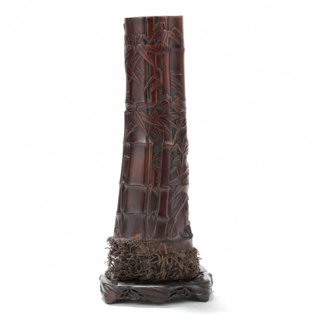 A TALL JAPANESE CARVED BAMBOO