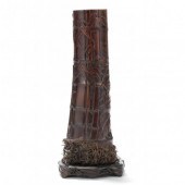 A TALL JAPANESE CARVED BAMBOO
