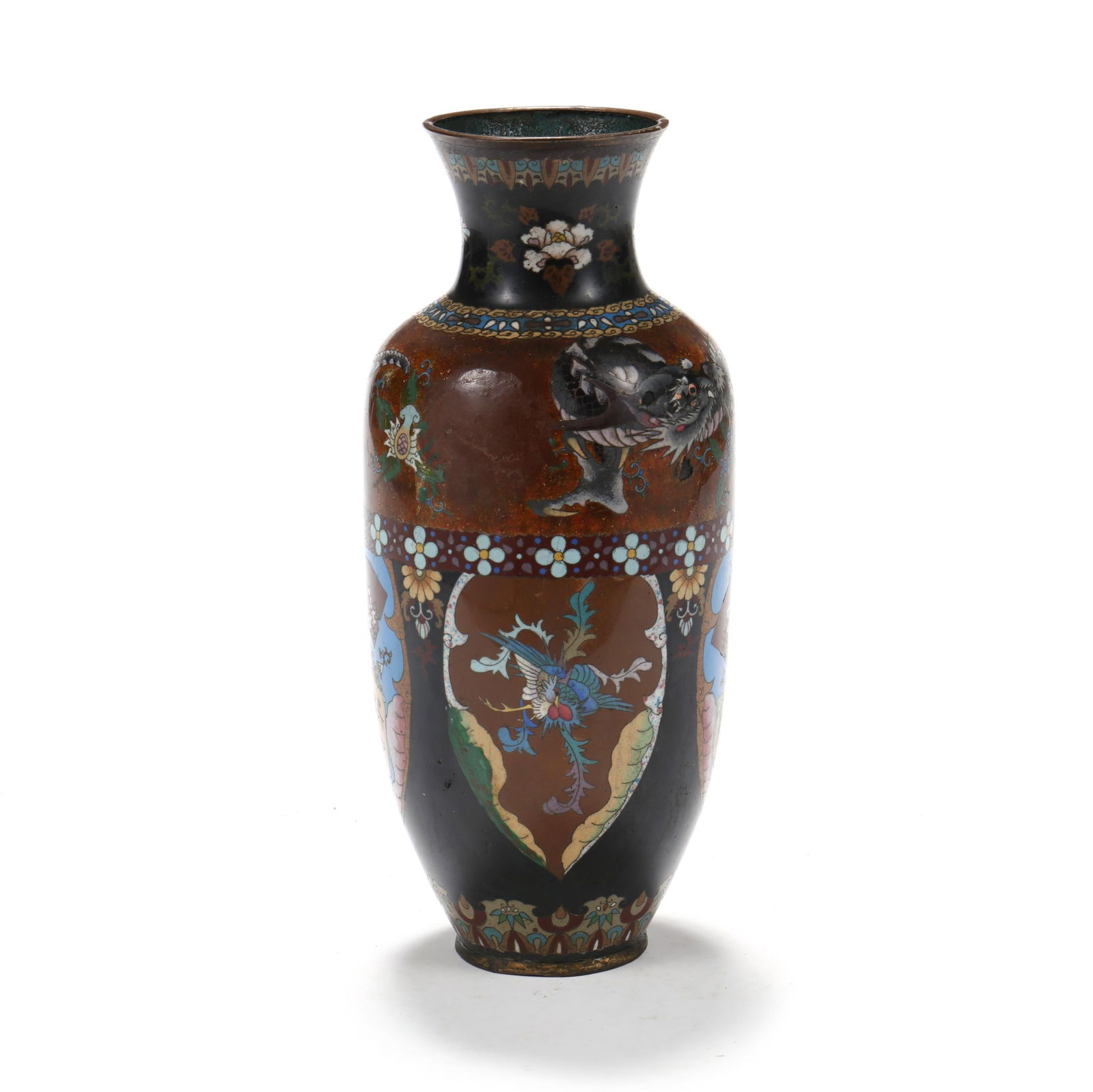 A TALL JAPANESE CLOISONNE VASEA