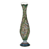 A TALL PERSIAN ENAMEL TALL VAS