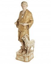 A TALL ROYAL DUX SHEPHERD FIGU