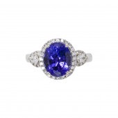 A TANZANITE, DIAMOND AND 18K W